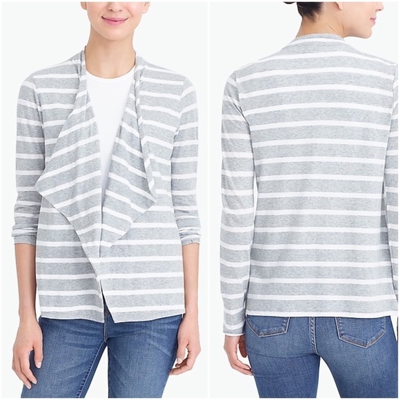 J. Crew Gray Striped Cascading Always Cardigan XS - Picture 8 of 8